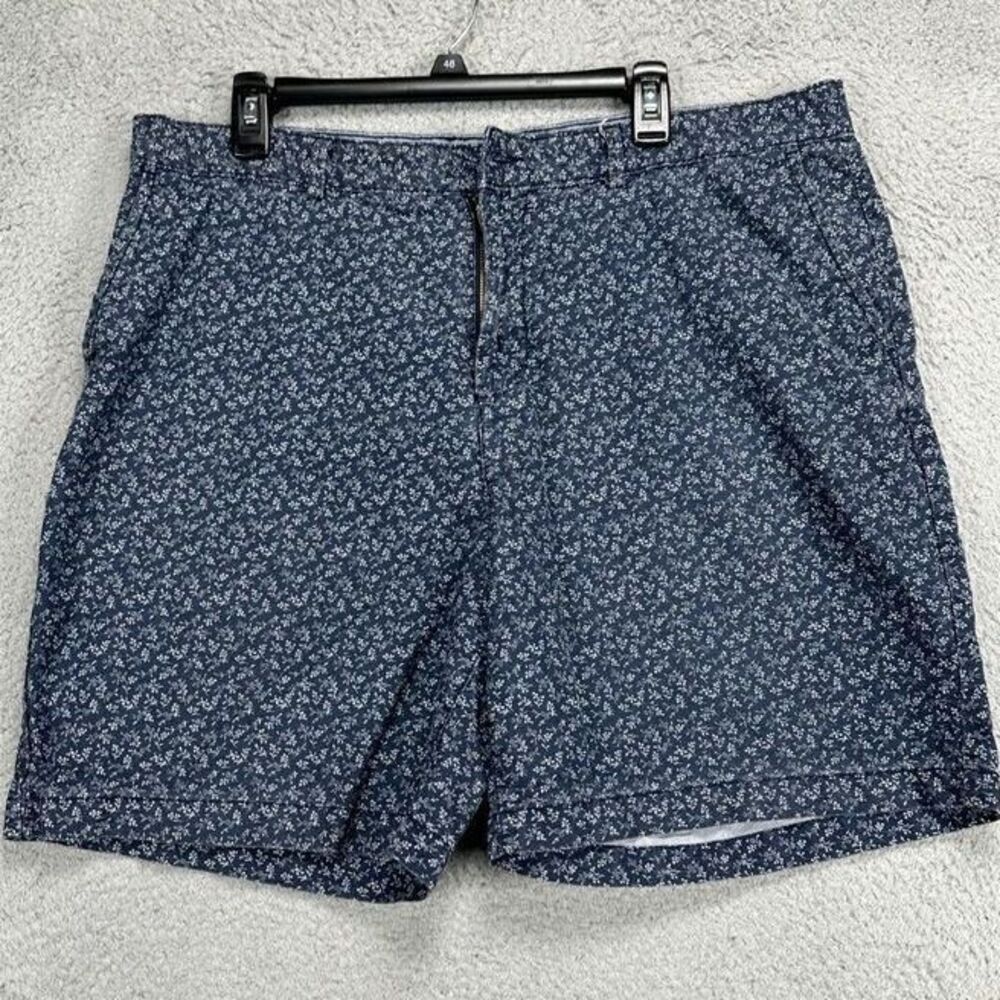 Joe Fresh Shorts Mens 38 Blue Geometric Khakis Chino Pockets Casual Flat Front
